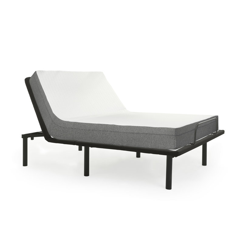 Cadre de lit réglable 15 po avec matelas en mousse viscoélastique Murrieta, Très grand séparé