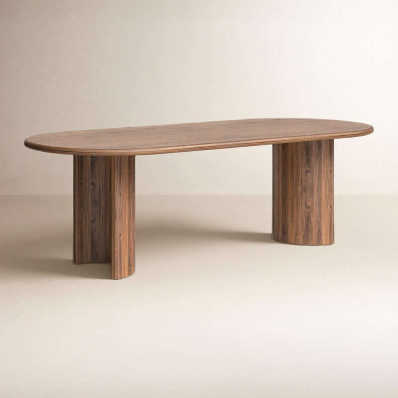 Paden Oval Dining Table, Seasoned Brown Acacia, 30" H x 94" W x 42" D
