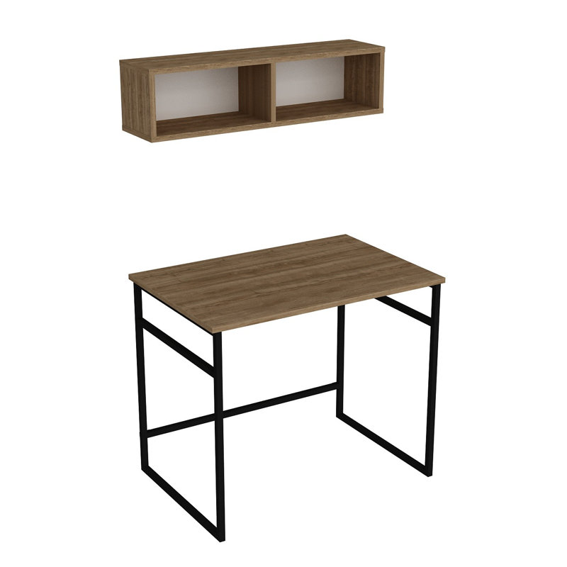 Mcleay Metal Base Writing Desk, Oak/Black