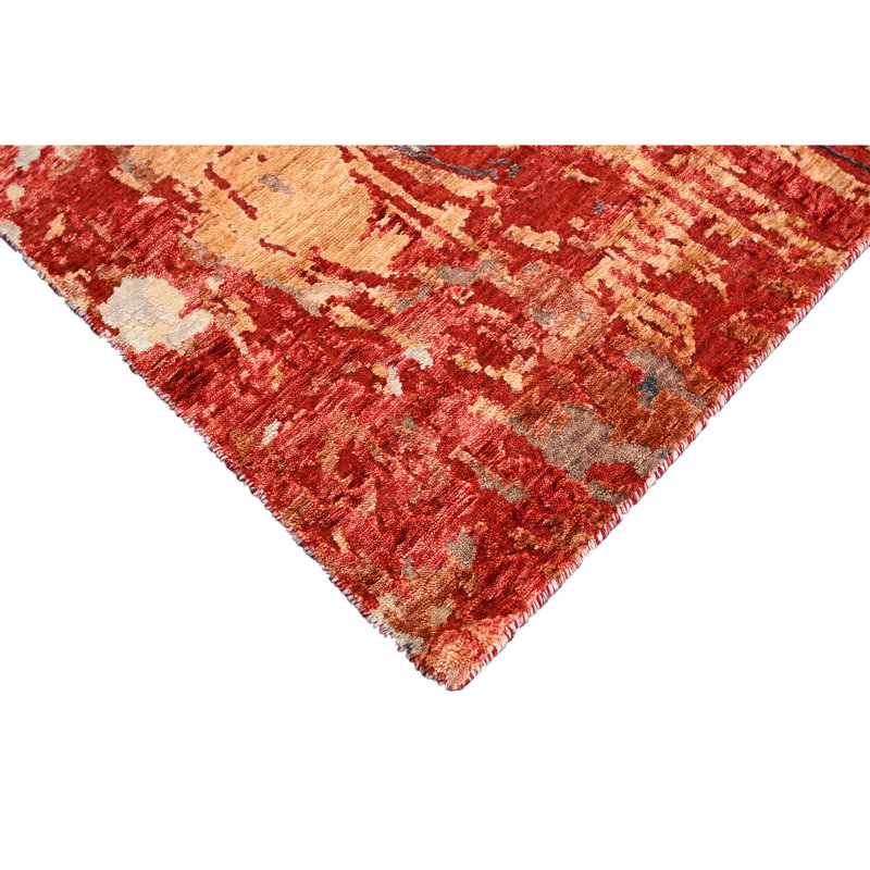 Hand Woven Wool Abstract Area Rug, Rectangle 9' x 12'