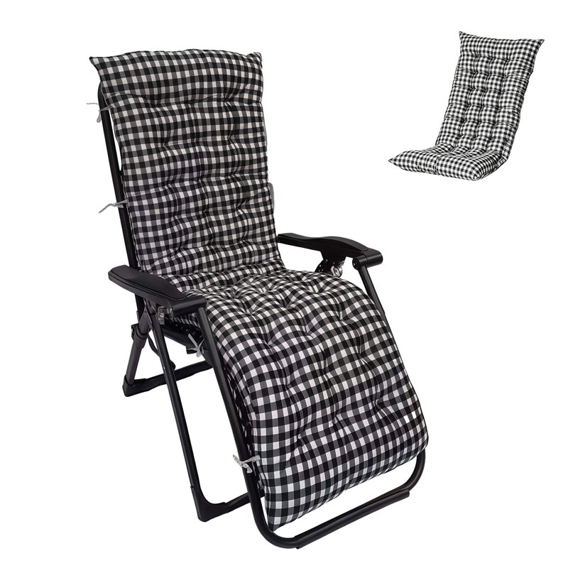 Outdoor 4'' Rocking Chair Chair Pad, Black/White, 63"W x 20"D