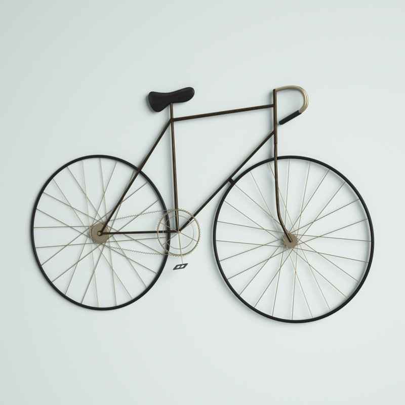 Décoration murale vélo en métal noir avec siège et poignées