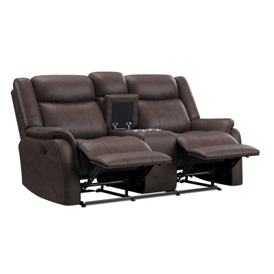 Causeuse inclinable avec console, microfibre polie brune
