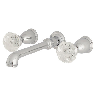 Kingston Brass Krystal Onyx Two-Handle 3-Hole Wall Mount Bathroom Faucet
