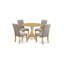 3 Piece Dining Room Furniture Set Contains a Round Dining Table with Dropleaf and 2 Dark Khaki Linen Fabric Parsons Chairs, Oak-1228721666-1228721669-1287740566