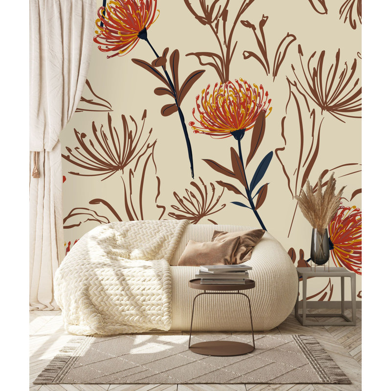 Peel & Stick Floral Wall Mural, 100" W x 8.33" L