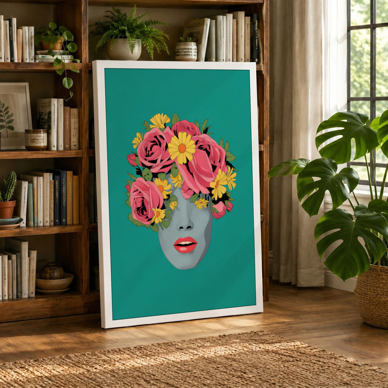 Floral Crown Modern - Wrapped Canvas, 36x24 - 91.4 x 61.0 cm, Terracotta Border