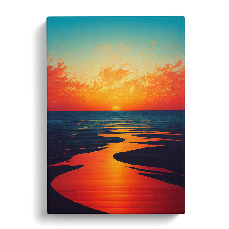 Sunset Watercolour Art No.1 - Wrapped Canvas Print, 60cm H x 35cm W x 3cm D