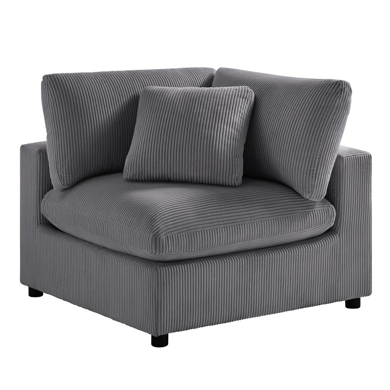 Jazzmyne Corner Wedge Chair, Gray Corduroy
