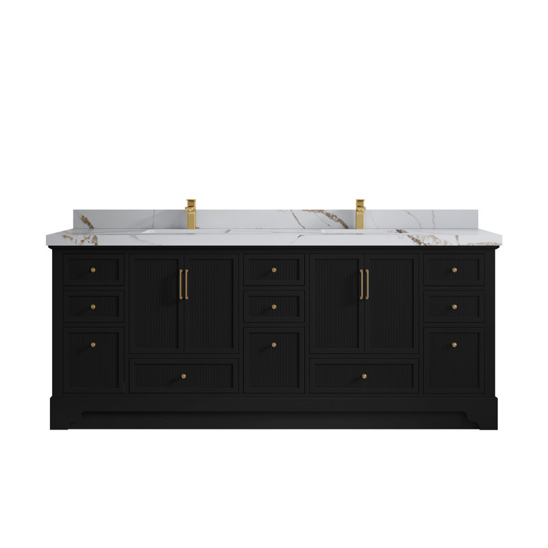 Ensemble de meuble-lavabo double l 84 po Alys (option boutons)