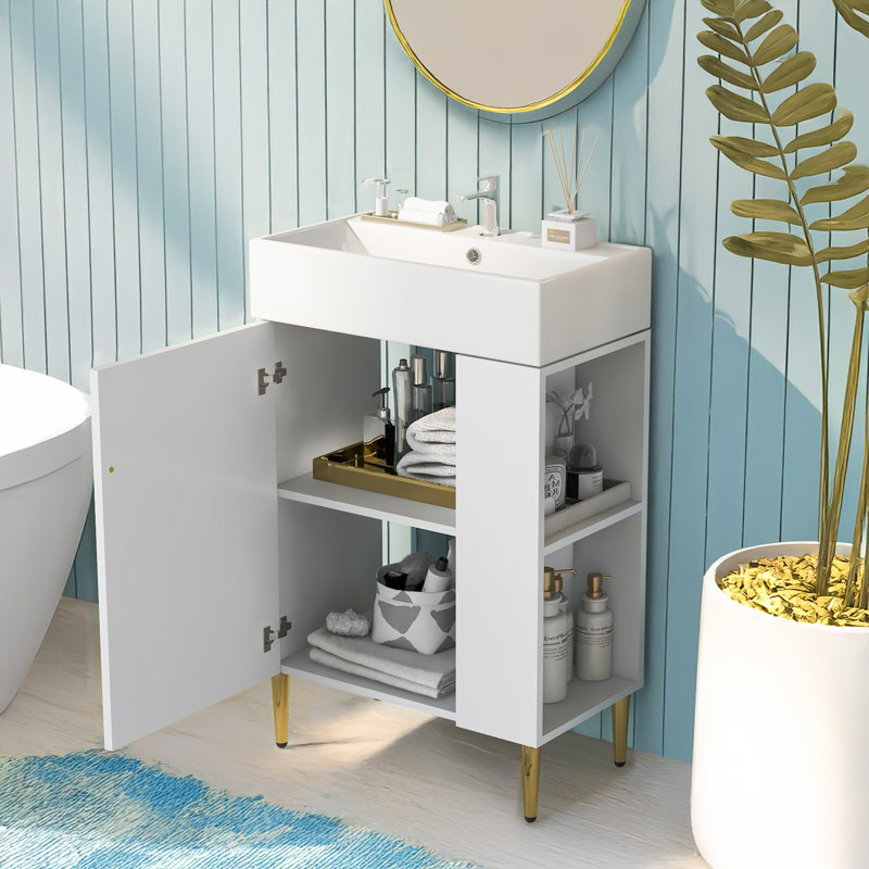21.6" White Bathroom Vanity