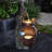Rain Barrel Pot with Tree and Birds 2.5-Feet Tall Outdoor Polyresin Fountain with Light