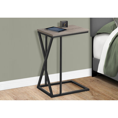Table d'appoint de chambre à coucher - Stratifié taupe et métal léger