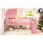Lit mezzanine pleine grandeur rose avec toboggan, maisonnette en forme d'étoile en forme de lune, fenêtre et glissade à éclairage à DEL pour une pièce de détente ludique-130164969-130164971