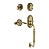Nostalgic Warehouse Rope Rosette C Grip Handleset with Single Cylinder Deadbolt and Swan Lever