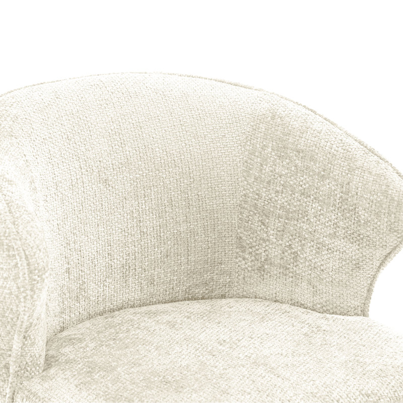 Tabouret tournant 30,32 "avec structure en bois d'hévéa massif et repose-pieds en métal, Siège beige / structure naturelle