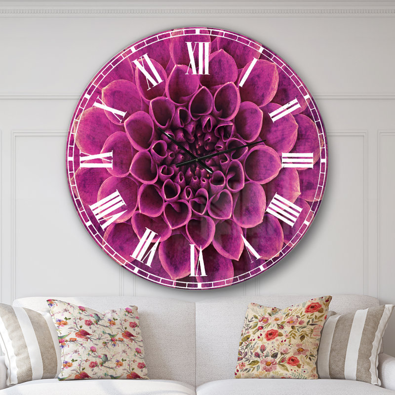 Pétales de fleurs abstraites - Horloge murale traditionnelle, Surdimensionné, Mauve clair