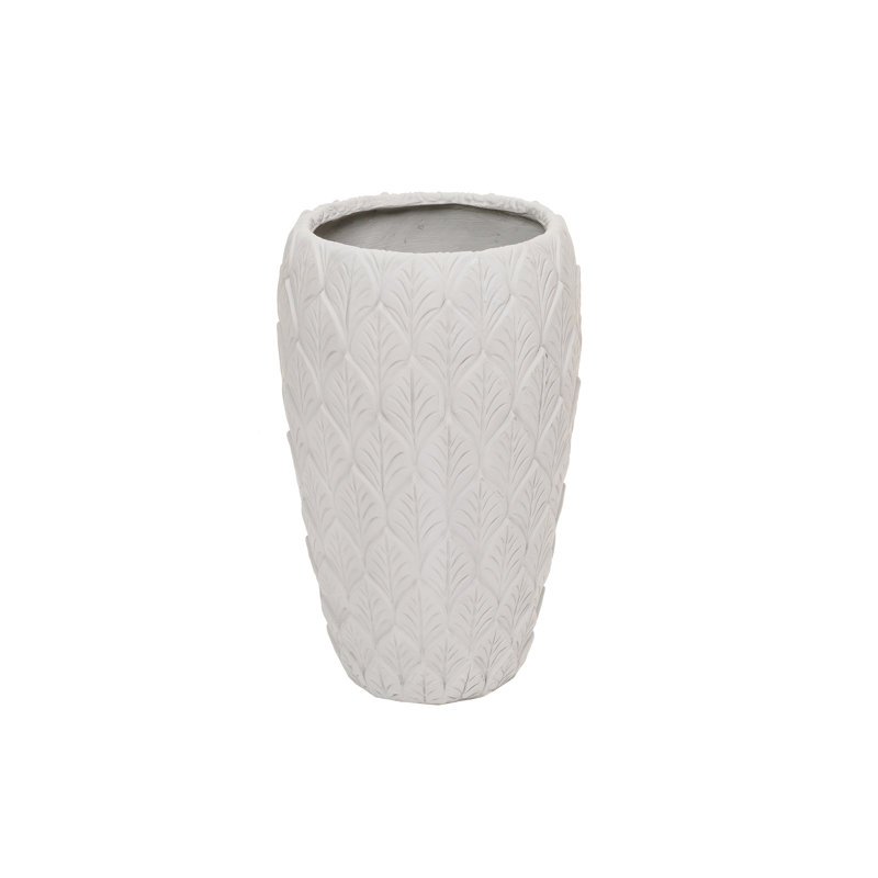 Grey Leaves Fiberstone Planter | Indoor & Outdoor Use