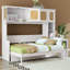 Lit escamotable horizontal avec bureau, cadre de lit mural en bois avec armoires en rotin pour chambre à coucher, petit espace-611635971
