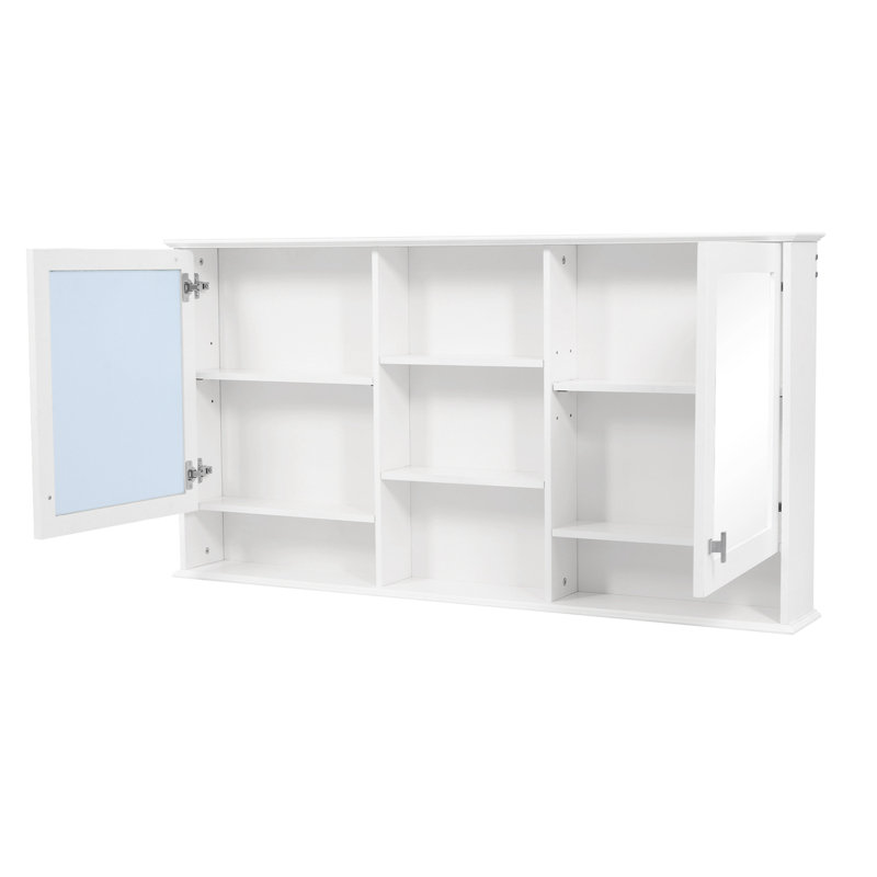 Wall-Mount Mirror Cabinet with Adjustable Shelves