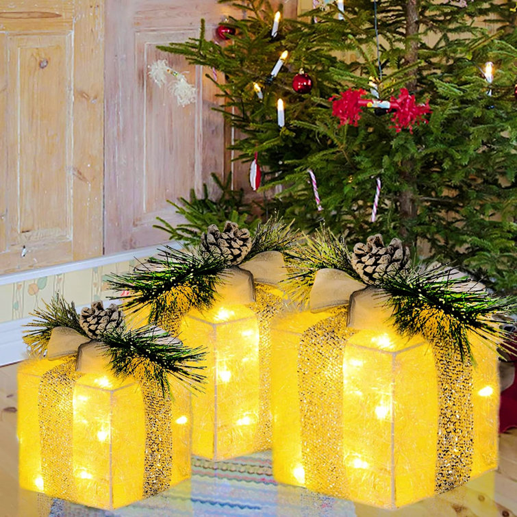 Christmas Decorations Lighted Gift Boxes Set of 3 Decor, LED String Li –  JoanneMarie