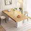 Table de salle à manger rectangulaire L 78,7 po avec plateau en grain de bois et base piédestal blanche