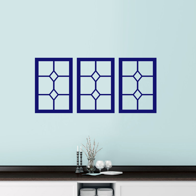 Décalcomanie murale panneaux de fenêtre diamond Appleby, Bleu marine
