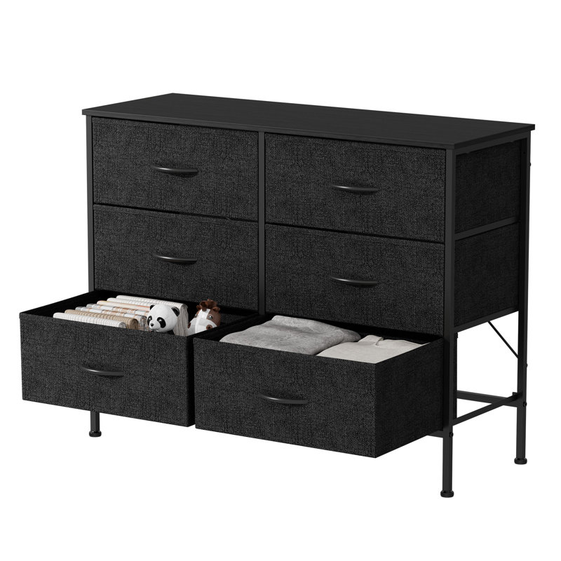 Metal 6 - Drawer Dresser, Black