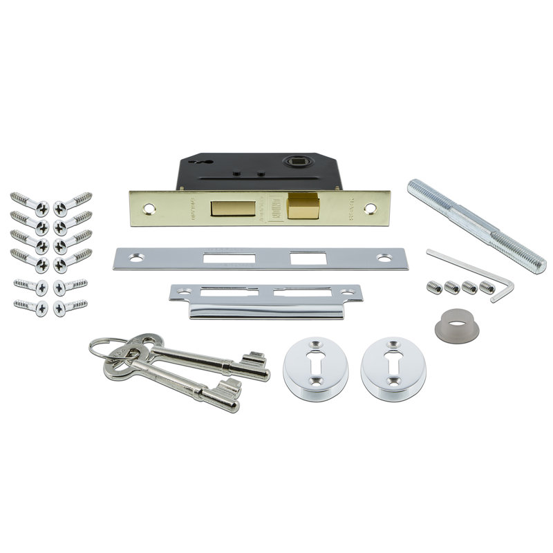 Bouton de porte de mortaise intérieure avec rosette classique homestead, Chrome brillant