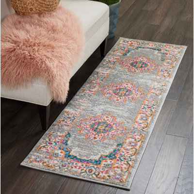 Abbate Oriental Gray/Pink Area Rug
