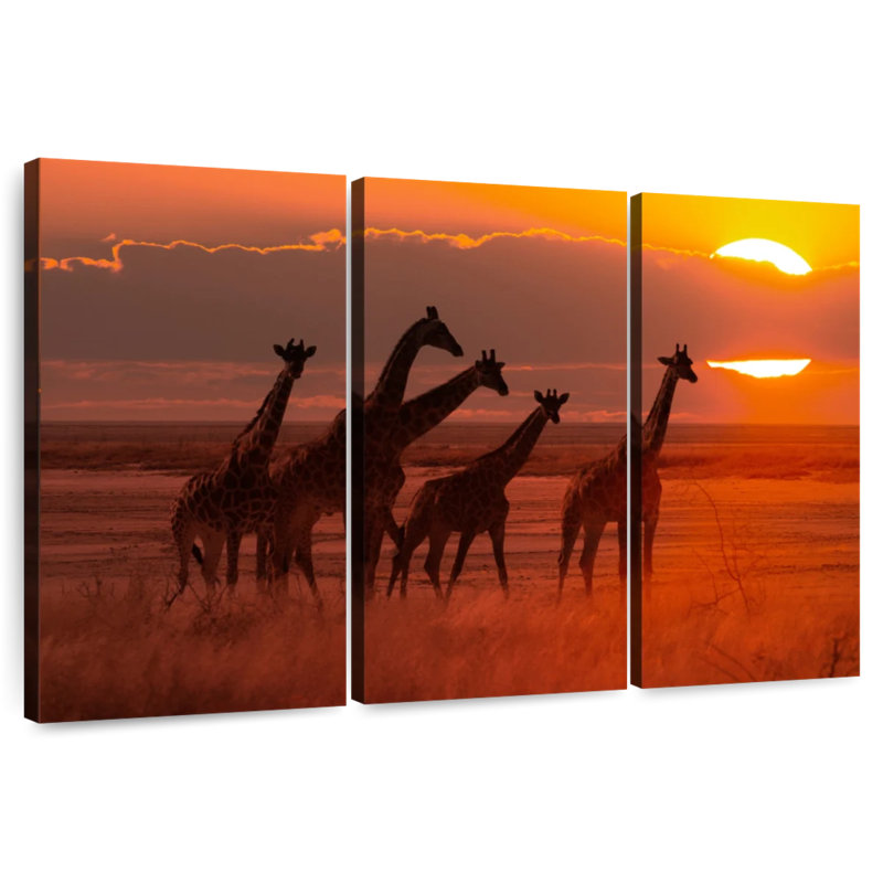 Girafes d'Afrique itinérantes, H 28 po x l 45 po