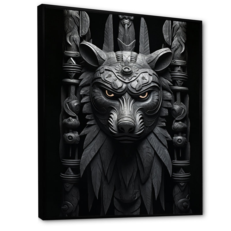 Masque Leylah Native Art Spirit, H 32 po x l 24 po x P 1 po, Cadre flottant noir