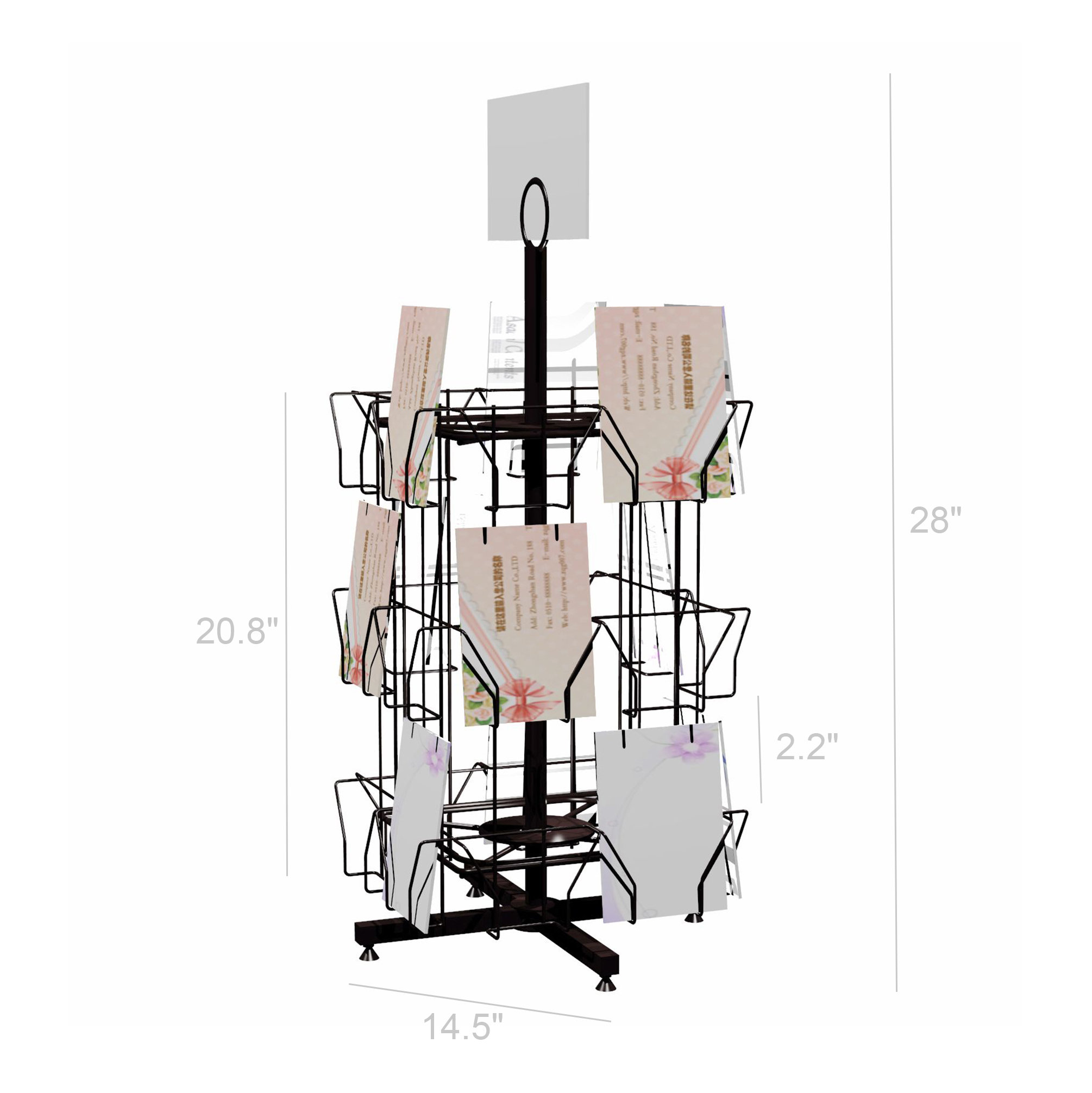 Postal Card Rack Standing FixtureDisplays 24 Pocket 5X7 Greeting Card Rack Post Card Display Rack ...