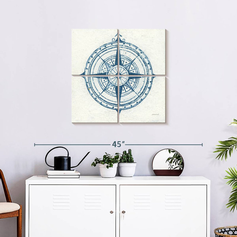 Aletra indigo doré rose des vents, H 26 po x l 26 po