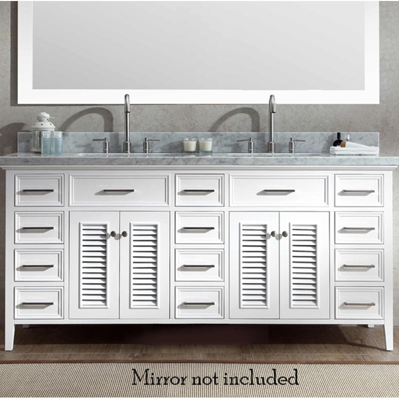 Kensington Double Vanity, White, Carrara White Marble, 73"