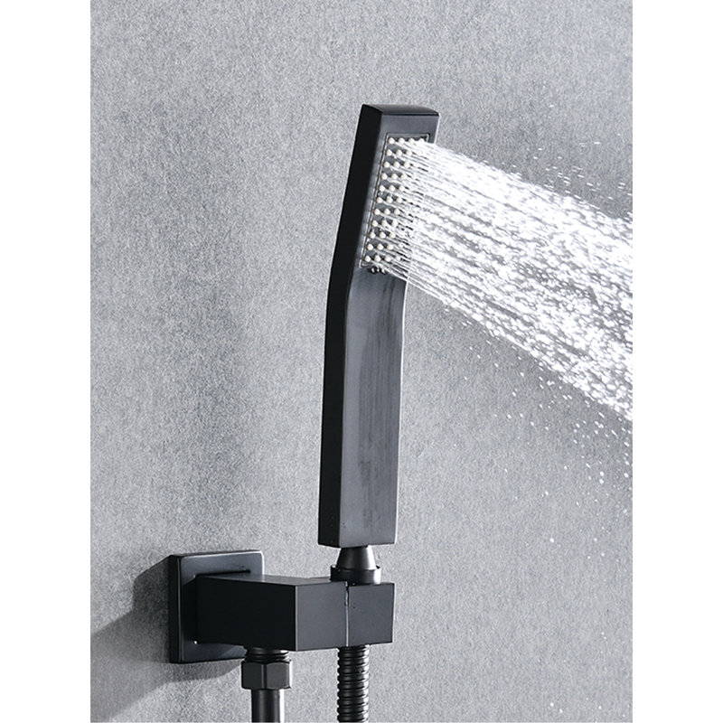 Ceiling Mounted Shower - 16" Head & Handheld , Brushed Nickel, Stainless Steel, Self-cleaning Nozzle Preserves Unclogged Water Flow, Natural Rainfall Experience, Wall Mounted, Conforms To American