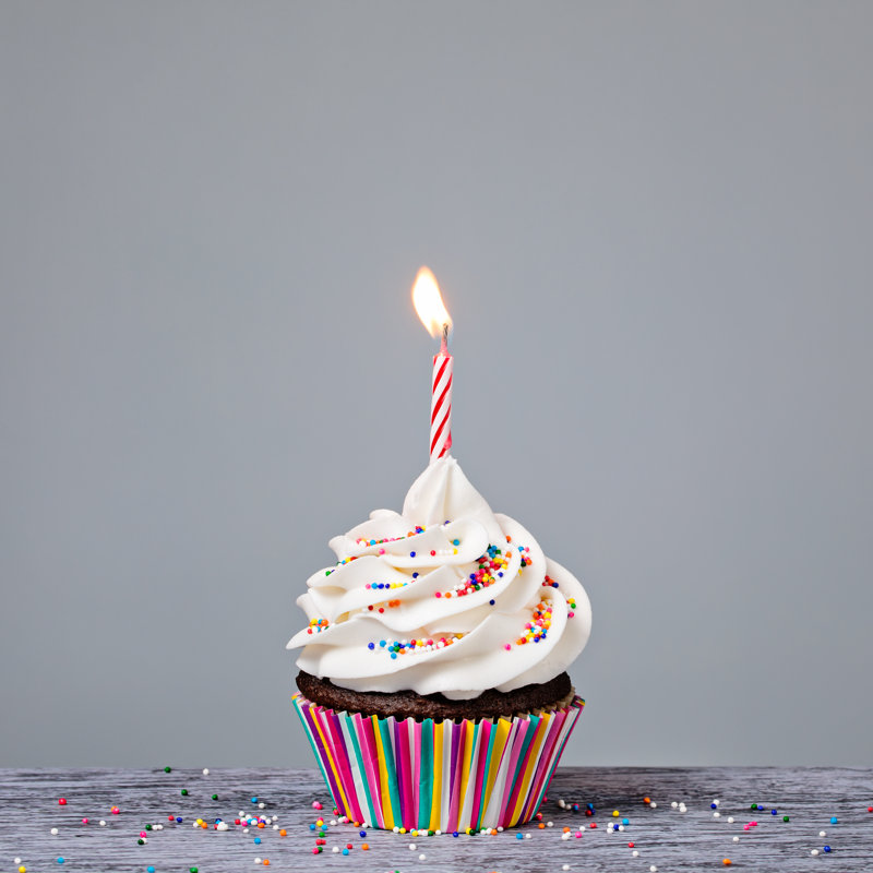 Birthday Cupcake - Wrapped Canvas Print, 30cm H x 30cm W x 3.8cm D