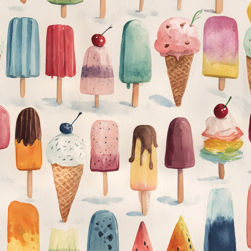 Ice Cream Wallpaper Modern Summer Wall Mural, Non-Pasted