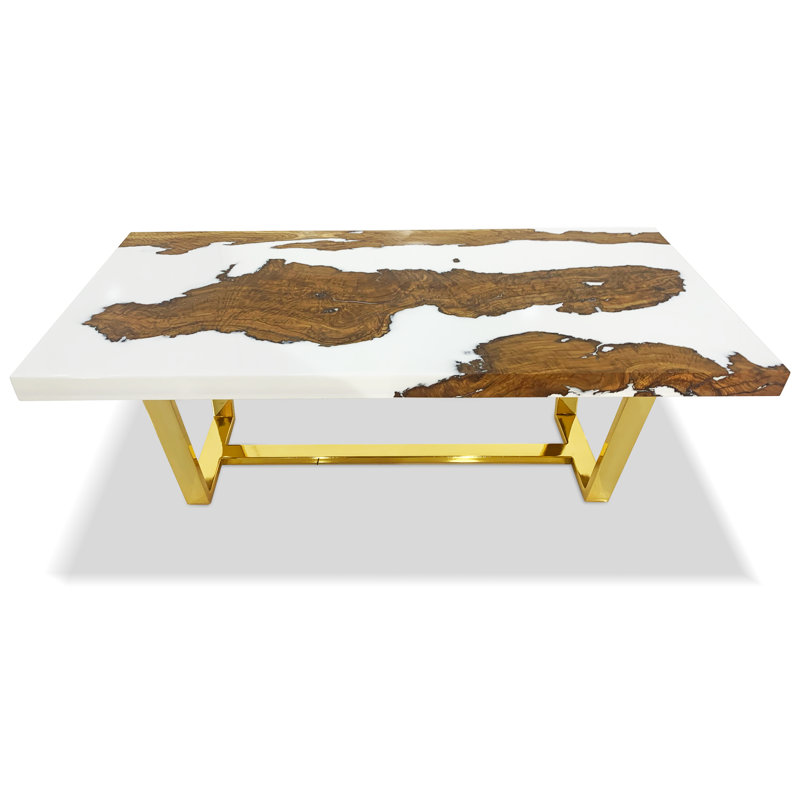 Coffee Table, 17.7" H x 47.2" L x 23.6" W, Ghost White/Brown