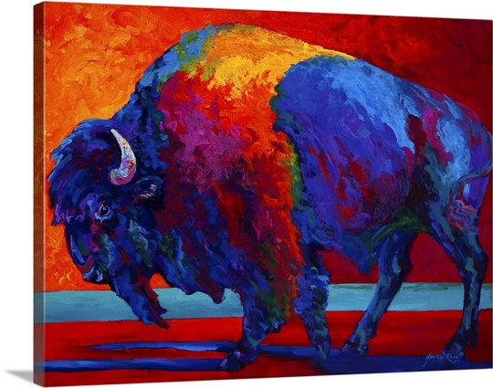 'Abstract Bison' by Marion Rose Framed Painting Print on Canvas Great Big Canvas 