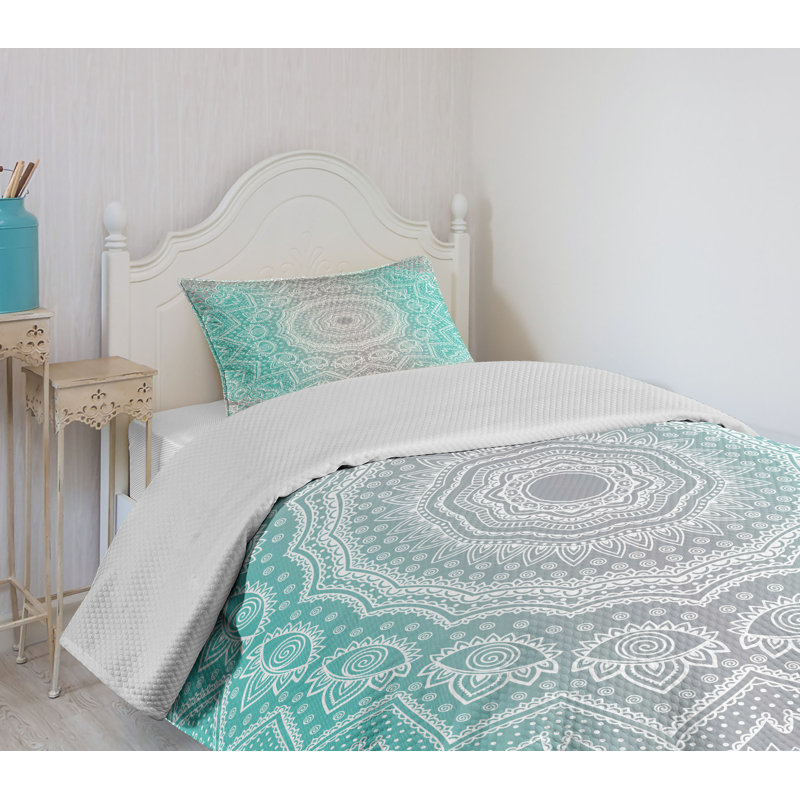 Gray Quilted Twin Bedspread Set with Pillow Sham