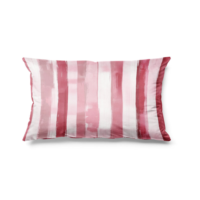 Coussin décoratif à rayures - Coussin à rayures roses, H 12 po x l 20 po