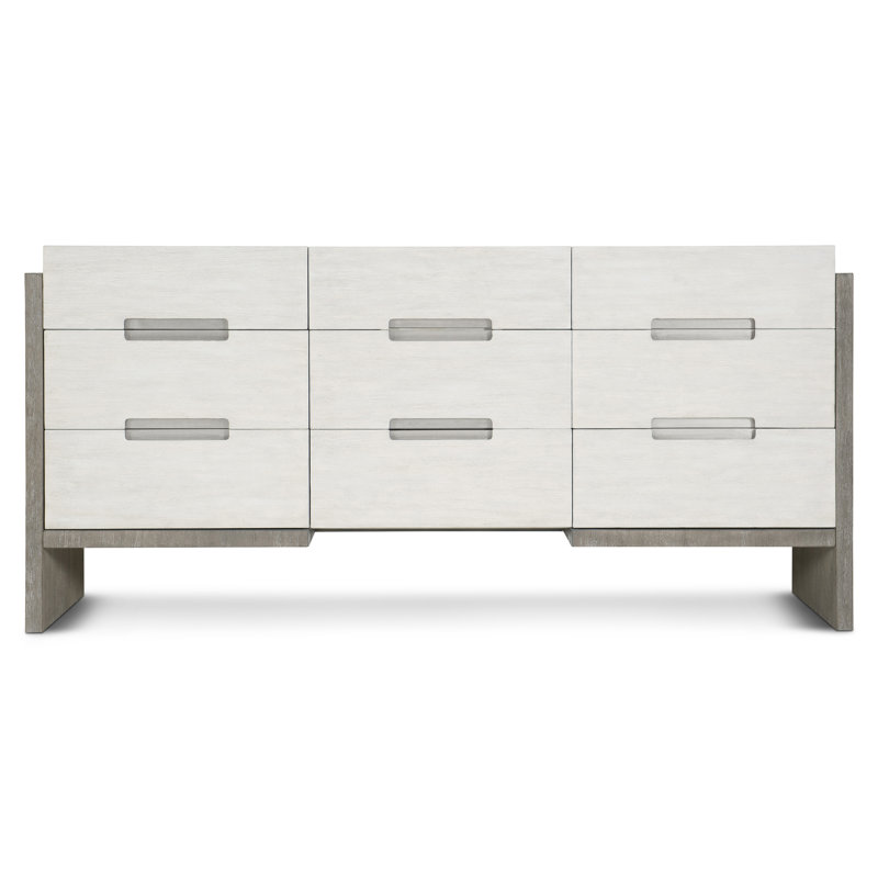 Linen and Light Shale 72" Transitional 9-Drawer Dresser