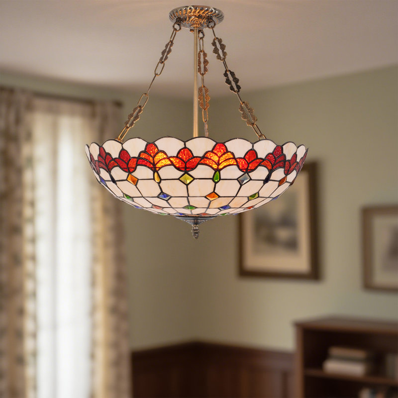 20" Colorful Tiffany-style 5-light Flushmount Ceiling Light