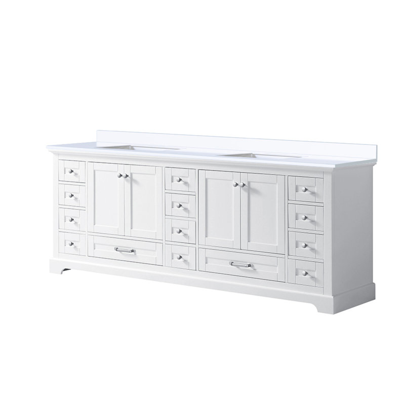 Double Bath Vanity with White Quartz Top, White