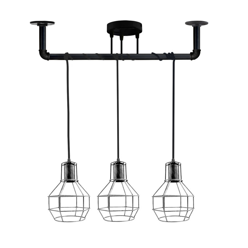 Bruyere 3 - Light Kitchen Island Pendant, Brushed Silver