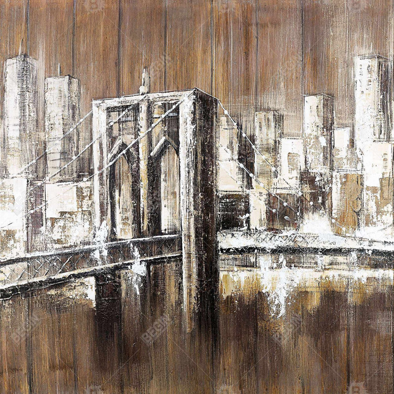 Aged Finish Brooklyn Bridge | Framed Canvas Bedroom Decor