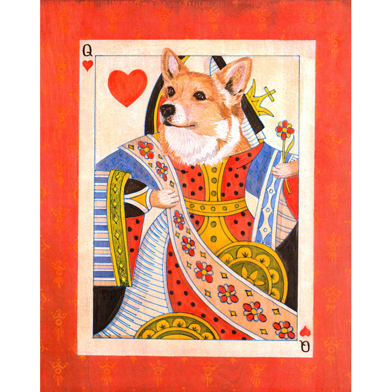 Corgi Queen of Hearts, H 24 po x l 19 po