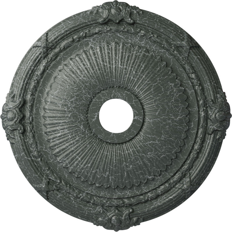 Médaillon de plafond Endurathane Heaton, DE 27 1/2 po x P 3 7/8 po x P 2 1/4 po (convient aux auvents jusqu'à 6 1/2 po), fini craquelé vert athénien peint à la main