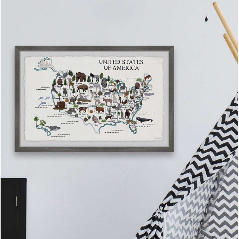 Reproduction encadrée «US Animals», H 16 po x l 24 po x P 1,5 po